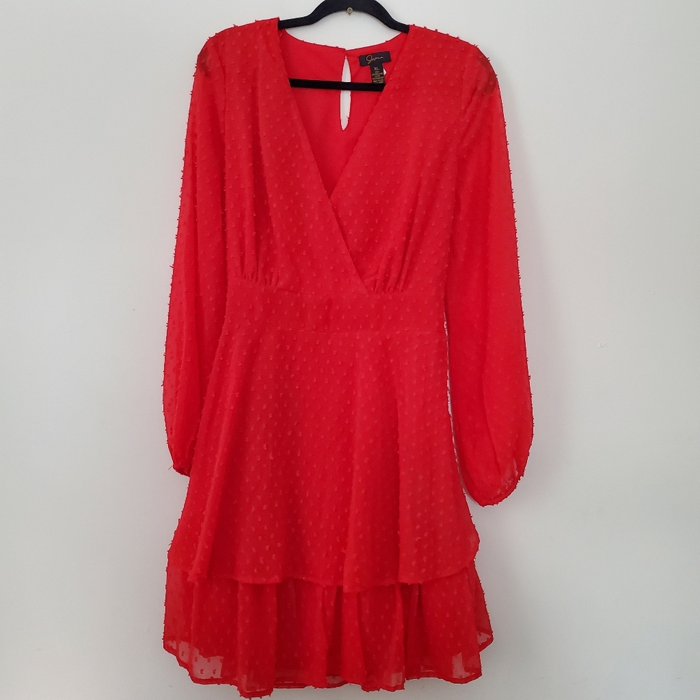 Japna Vibrant Red Long Sleeve Dress Size XL